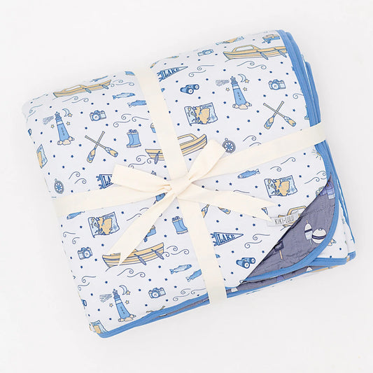 3 Layer Bamboo Blanket- LARGE QUILTED 60X80 1.0 Tog- LAKE IT OR LEAVE IT