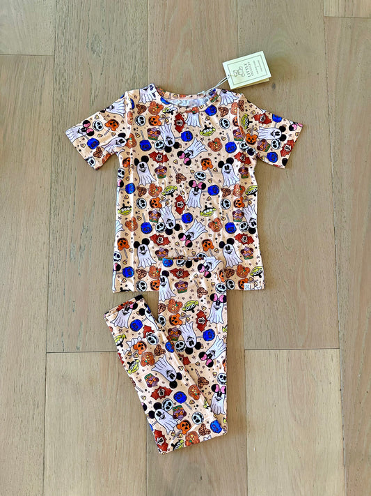 Bamboo (Kennedy) Short Sleeve Pant Lounge Set- FRIGHT NIGHT MINI BOO