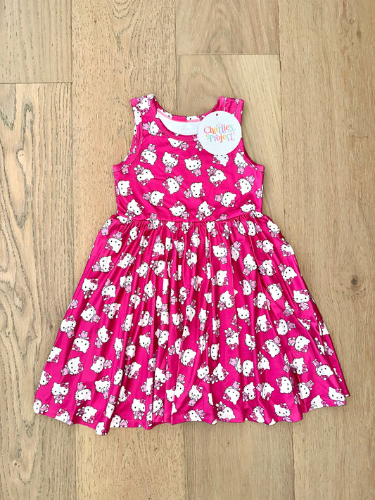 Girls Performance Tank Twirl Dress with Pockets- SPRINKLE DONUTS HELLO KITTY