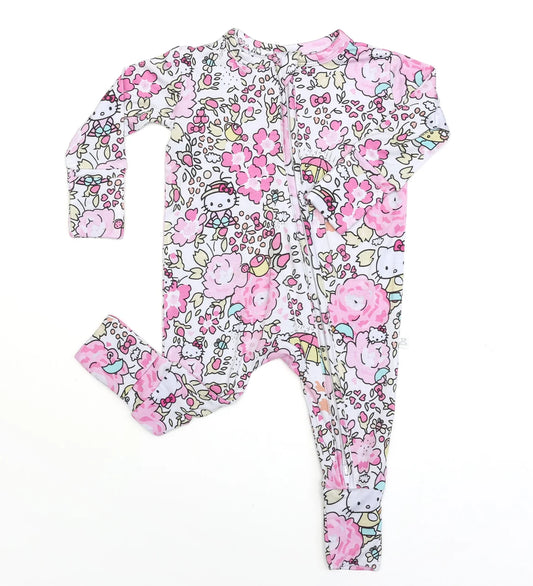 Bamboo (Connor) Zippy Romper-FLOWER GARDEN HELLO KITTY