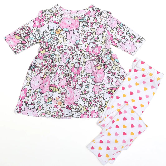 Bamboo Half Sleeve Peplum Set (AVERY)- FLOWER GARDEN HELLO KITTY