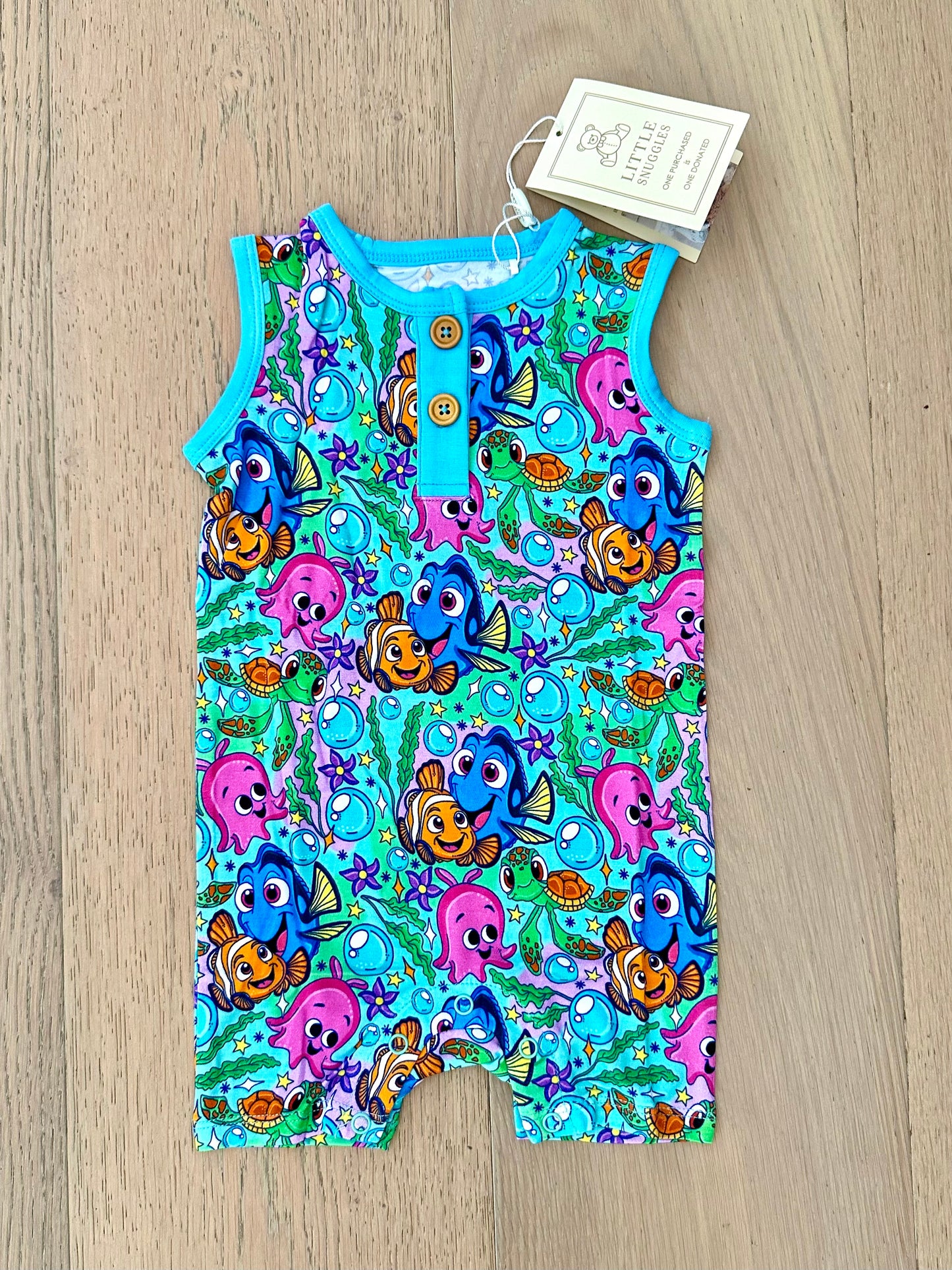 Bamboo Shortie Tank Romper (HANK)- HAPPY FISHY FRIENDS