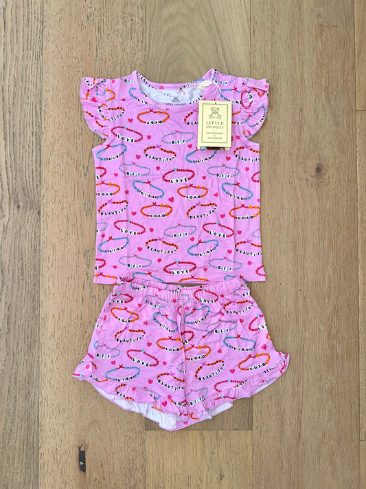 Bamboo Flutter Sleeve & Shorts Lounge Set (OLIVIA)- SUMMER LOVE FRIENDS FOREVER