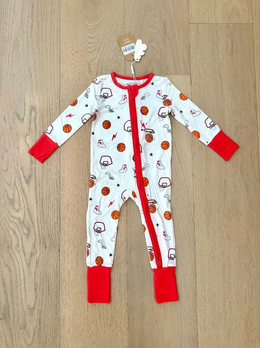 2 Way Zipper Convertible Romper- BASKETBALL UNI