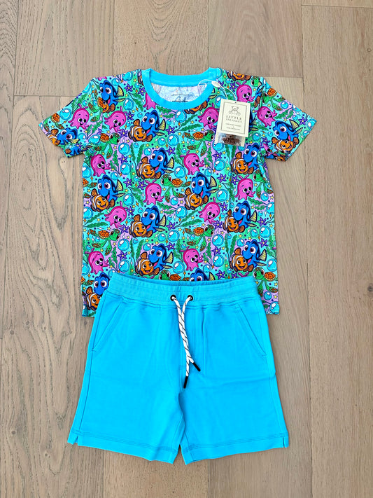 Bamboo Short Sleeve & Short Set (KNOX)- HAPPY FISHY FRIENDS