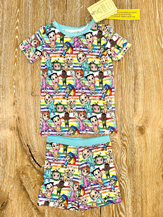 Bamboo (Bentley) Short Sleeve Shorts Lounge Set- COCO