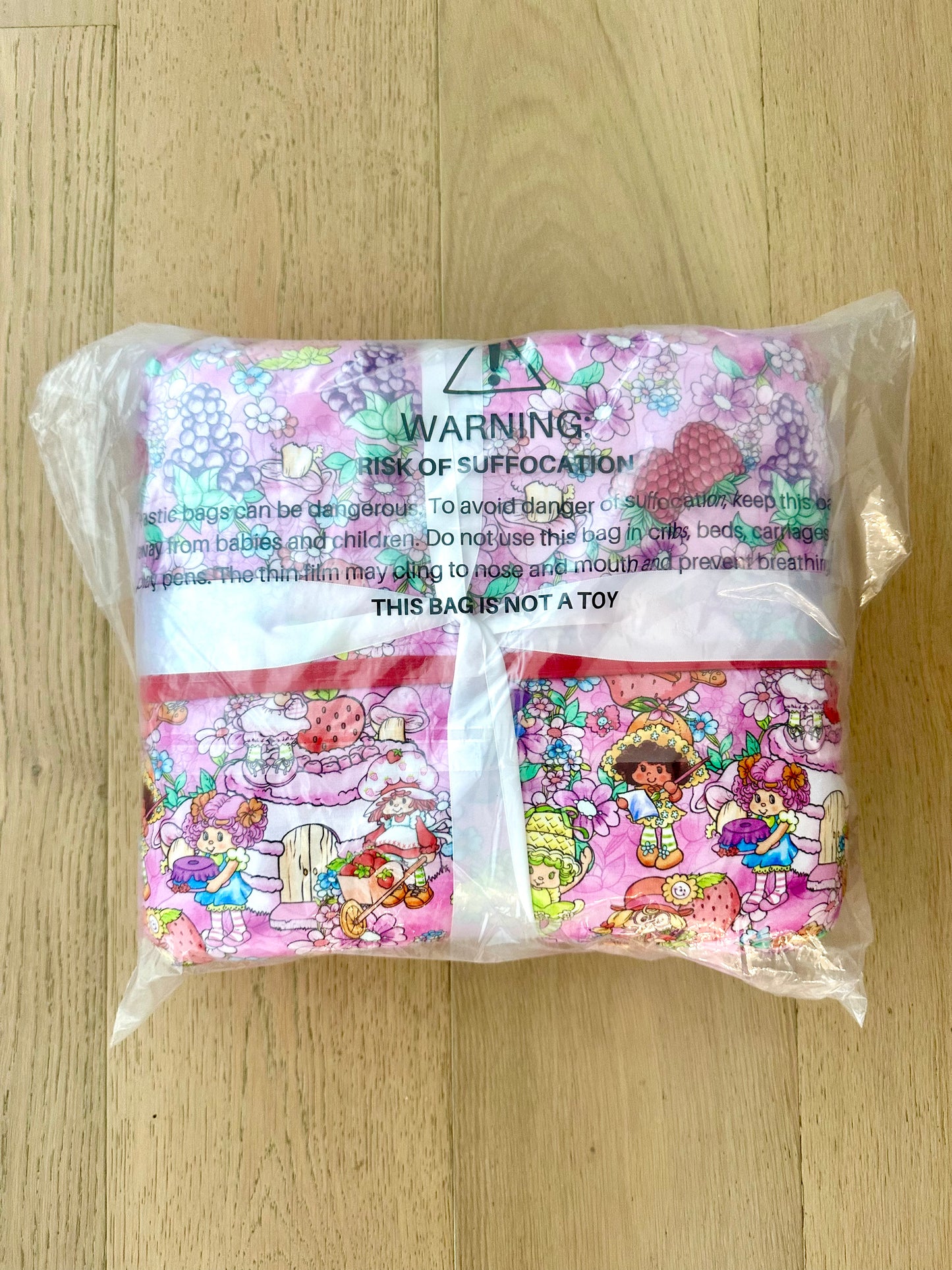 3 Layer Quilted Bamboo Blanket- LARGE 70x90 - STRAWBERRY FRIENDS