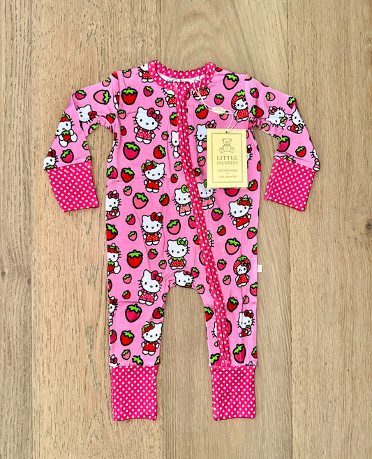 Bamboo (Connor) Zippy Romper- STRAWBERRY HELLO KITTY