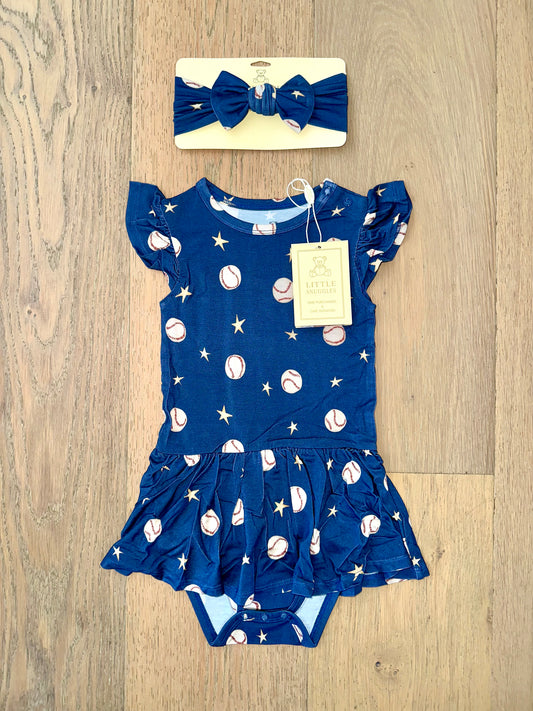 Bamboo Twirl Skirt Bodysuit with Headband (Claire)- SUMMER LOVE GRAND SLAM