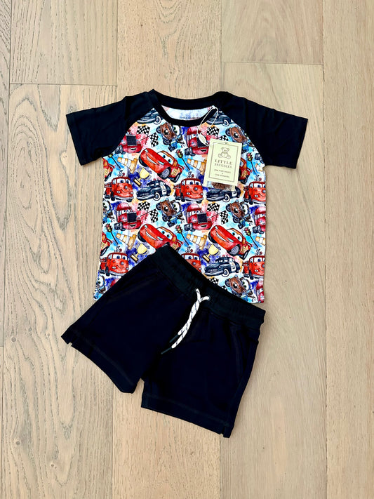 Bamboo Short Sleeve & Short Set (KNOX)- CARS GO VROOM