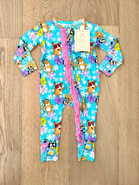 Bamboo Ruffle Zipper Romper (IVY)- MOST WANTED HAPPY HOUNDS