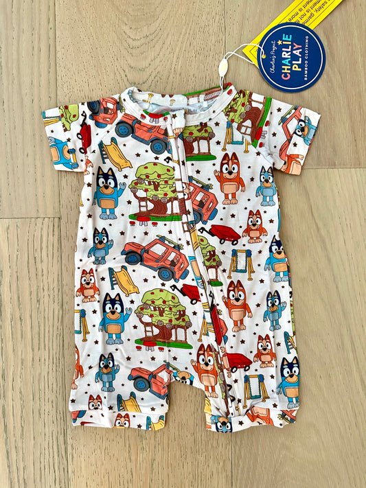Bamboo Shorty Romper- CHARLIE PLAY VACATION PUPS