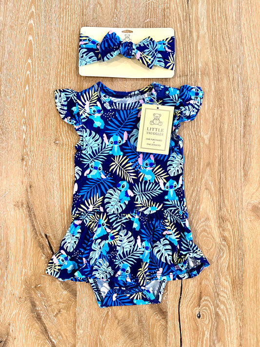 Bamboo Twirl Skirt Bodysuit with Headband (Claire)- FLUFFY FRIENDS OHANA