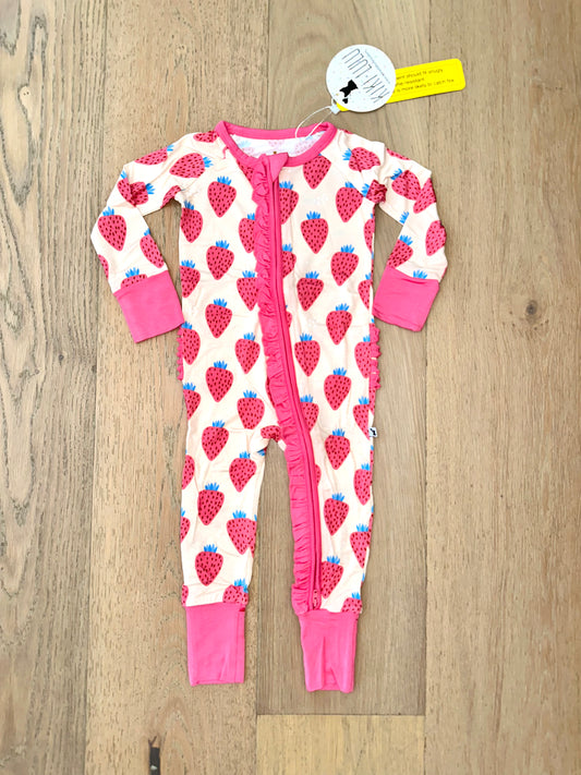 Convertible Footies with Ruffle- YOU'RE MY JAM STRAWBERRY