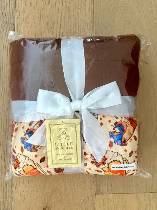 2 Layer Quilted Bamboo Blankets 50x50- Boo & Brew Pooh Brew