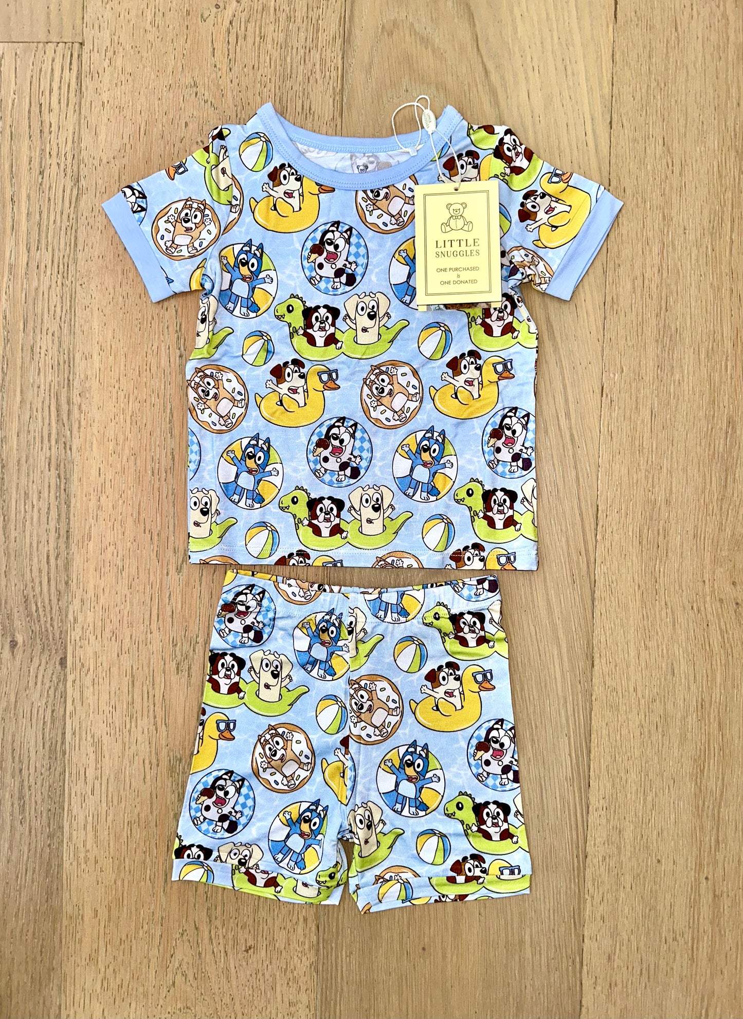 Bamboo (Bentley) Short Sleeve Shorts Lounge Set- PARK FUN BLUE POOL PUPS