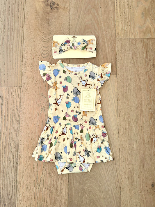 Bamboo Twirl Skirt Bodysuit with Headband (Claire)- MAGIC COLLECTION PARTY WITH POOH