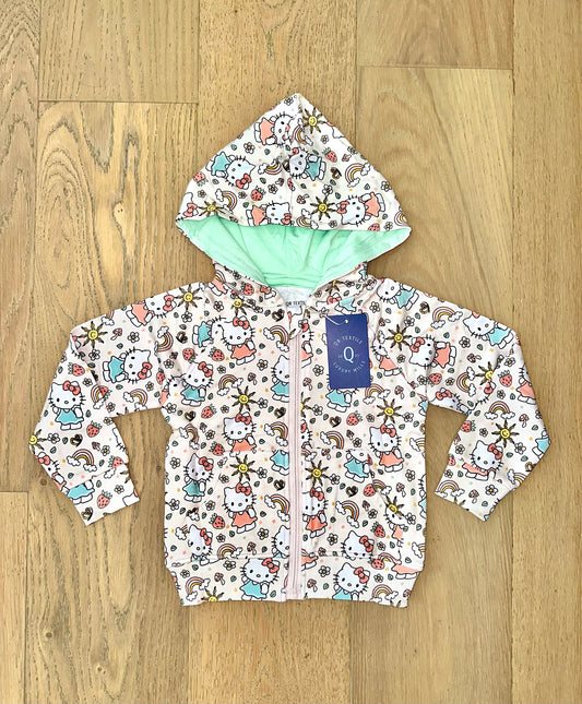 Kids Bamboo Full Zip Hoodie Sweatshirt- HELLO SPRING KITTY