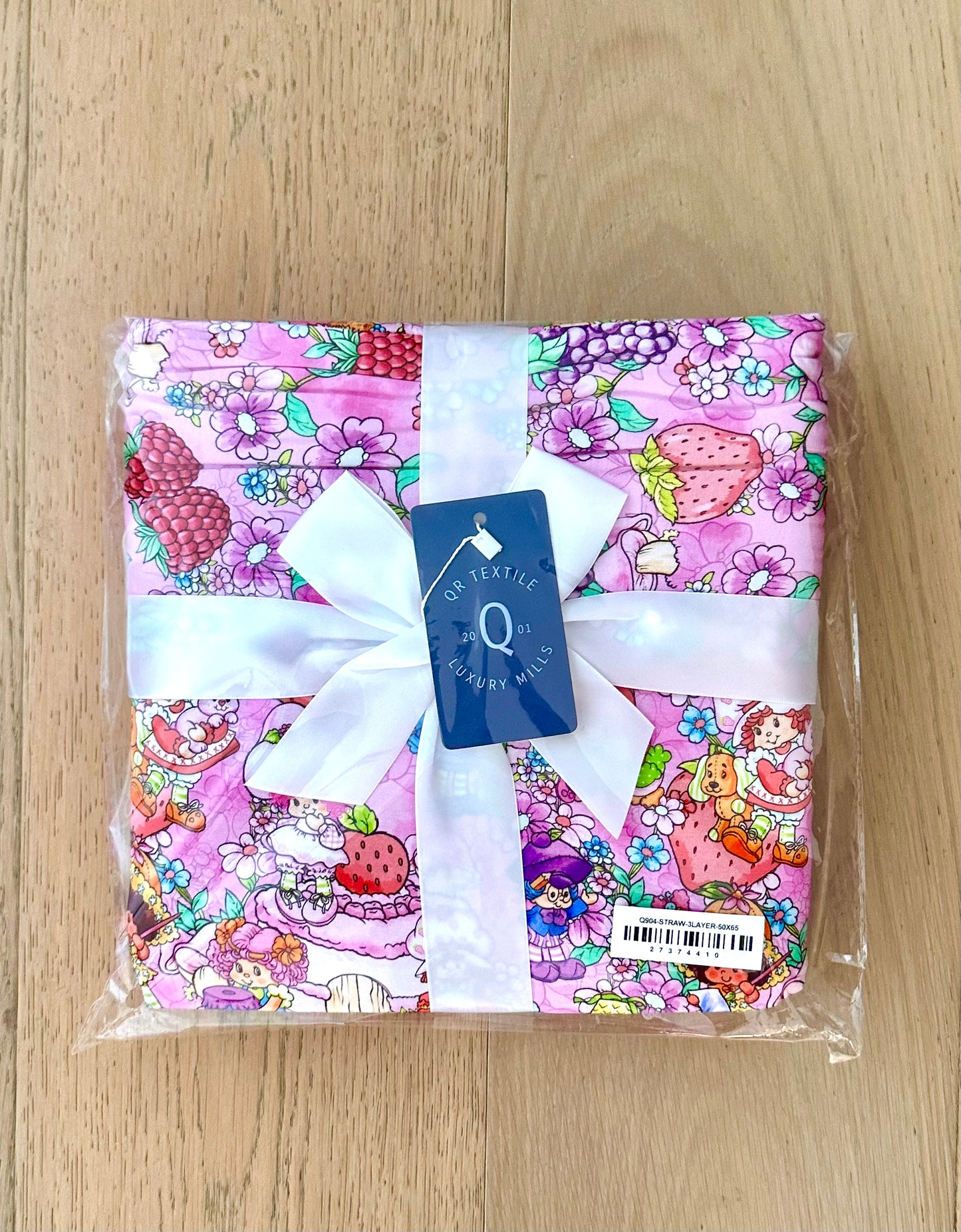 3 Layer Non Quilted Bamboo Blanket 50X65- STRAWBERRY FRIENDS
