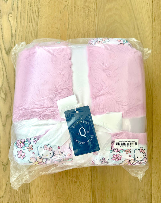 Large Minky Lush Blanket 50x65- HELLO FLORAL KITTY (Copy)