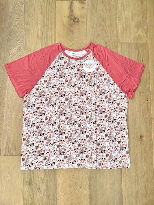 Adult Unisex Bamboo Short Sleeve Top- MAGIC HALLOWEEN MINI GHOSTS