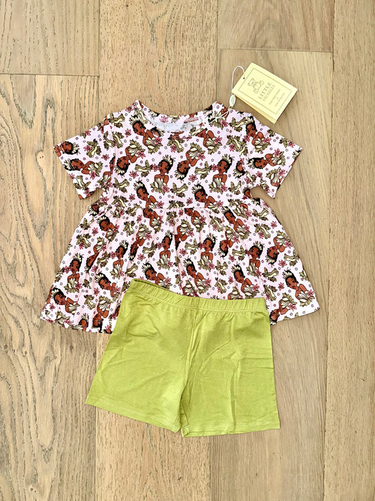 Bamboo Short Sleeve Peplum Set- PARK FUN PRINCESS TIANA