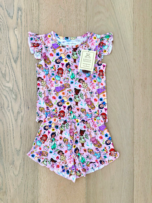 Bamboo Flutter Sleeve & Shorts Lounge Set (OLIVIA)- MAGICAL SUMMER LITTLE PRINCESS