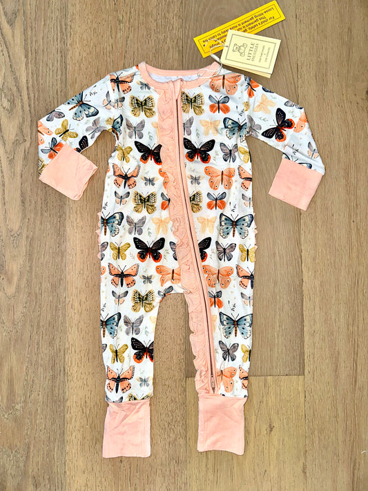 Bamboo Ruffle Zipper Romper (IVY)- SWEET SUMMER WINGS OF A BUTTERFLY