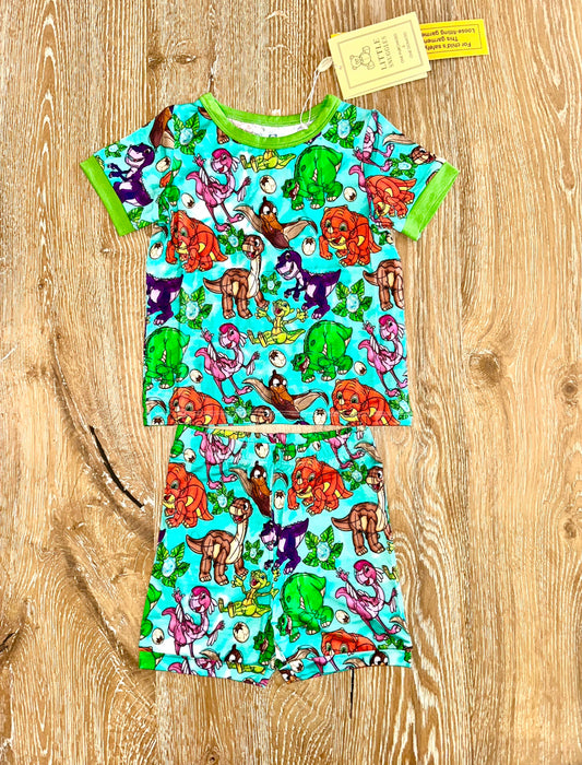 Bamboo (Bentley) Short Sleeve Shorts Lounge Set- BEAUTIFULLY BOLD LITTLE DINO