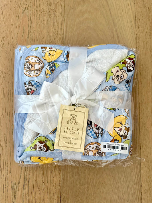 Bamboo Hooded Towel- COZY & COMFY BLUE POOL PUPS -BLUEY