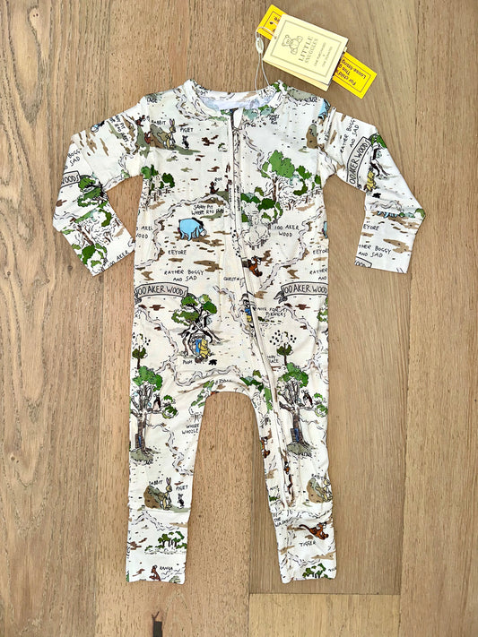 Bamboo (Connor) Zippy Romper- SWEET SUMMER POOH'S MAP