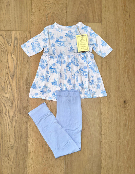 Bamboo Half Sleeve Peplum Set (AVERY)- PRINCESS BLEU TOILE
