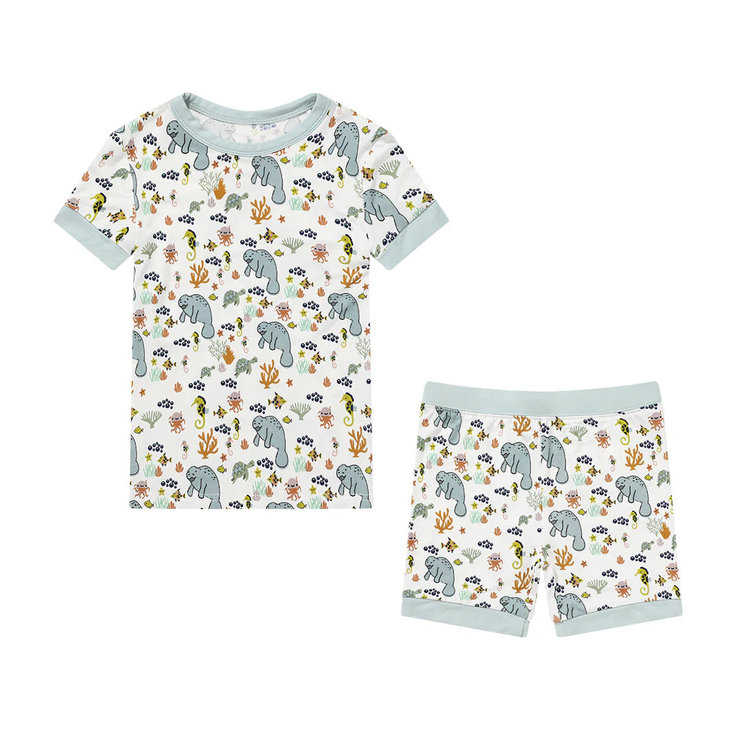 Bamboo Kids Pajama Short Set- Manatee