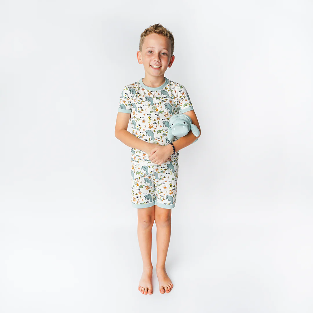 Bamboo Kids Pajama Short Set- Manatee