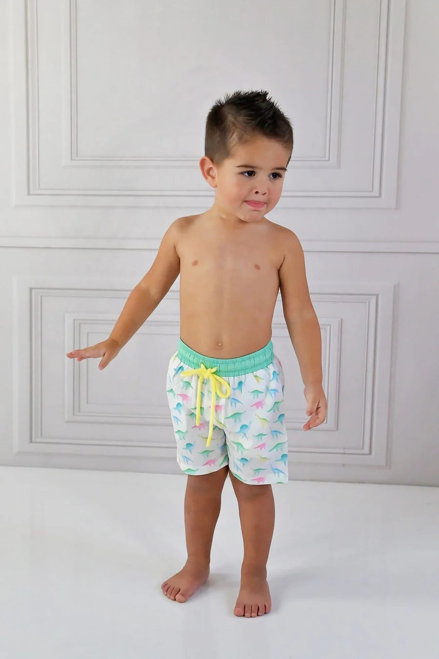 Swoon Baby Boy Swim Shorts -Watercolor Dino