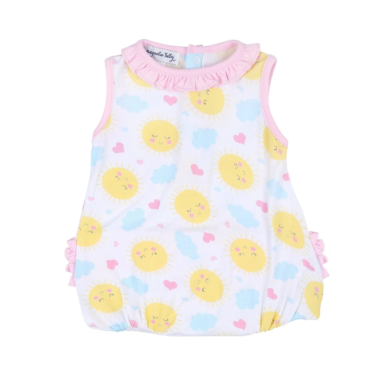 My Sunshine Pink Print Ruffle Sleeveless Bubble