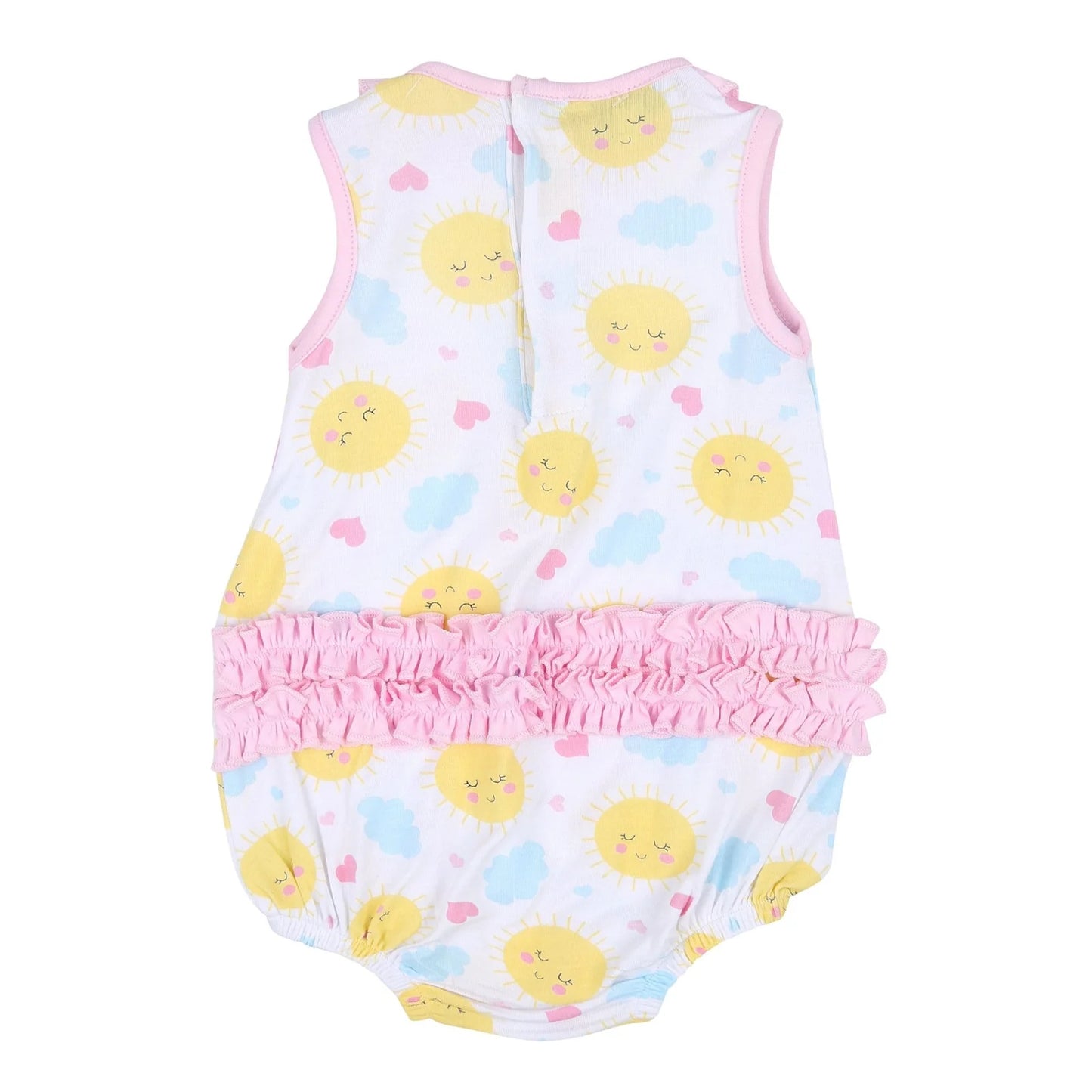 My Sunshine Pink Print Ruffle Sleeveless Bubble