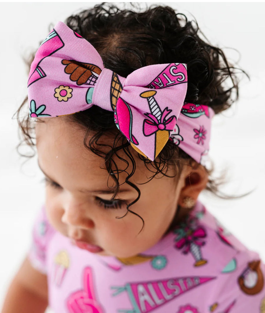 No Place Like Home Pink Baseball Bow