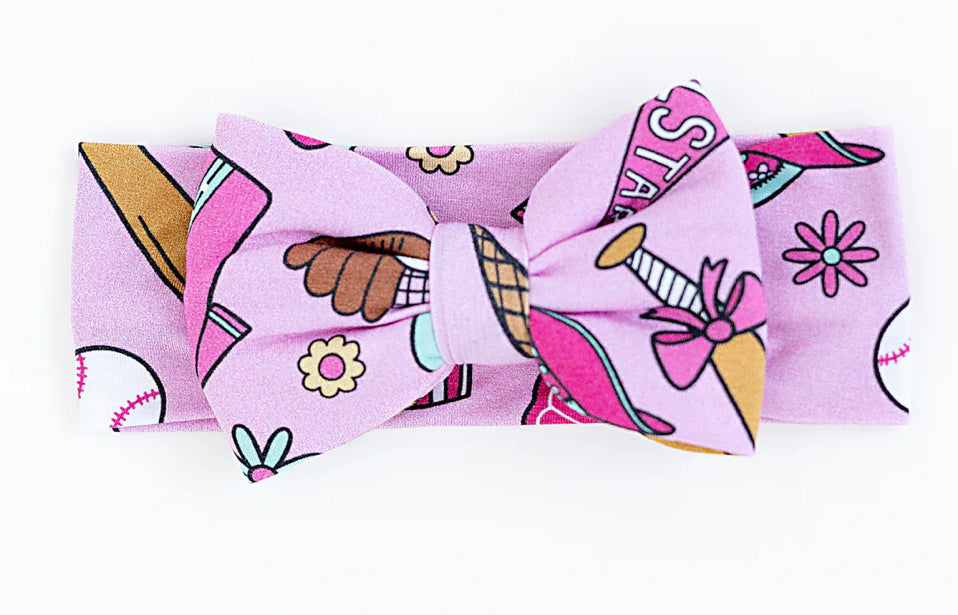 No Place Like Home Pink Baseball Bow