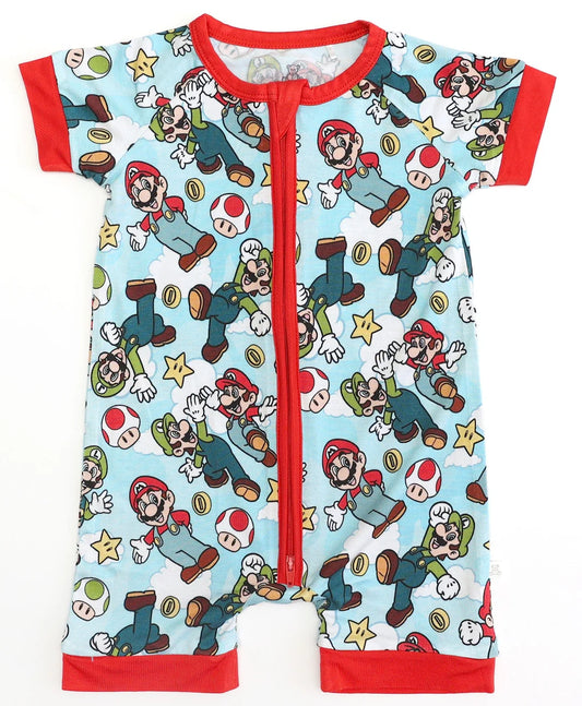 Bamboo Shortie Romper- MARIO