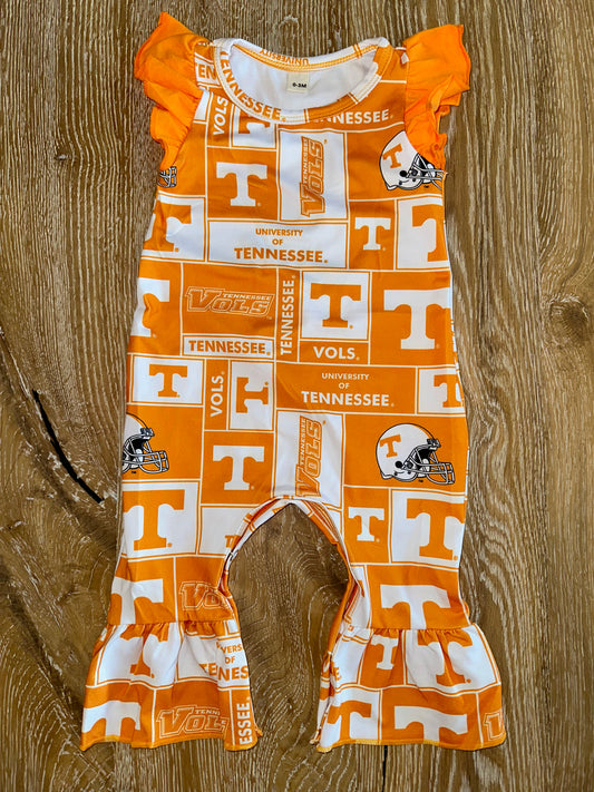 Tennessee Romper with Flutter Sleeves and Bell Bottoms