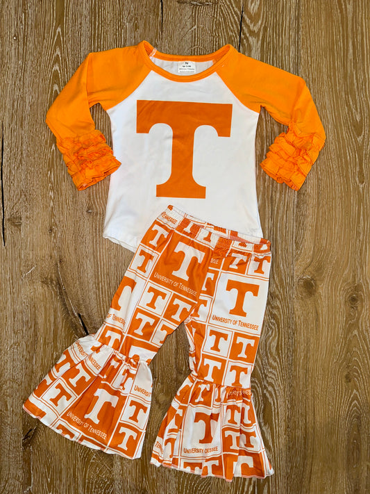 Shirt Set with Bell Pants- BIG ORANGE TEE & PANT SET