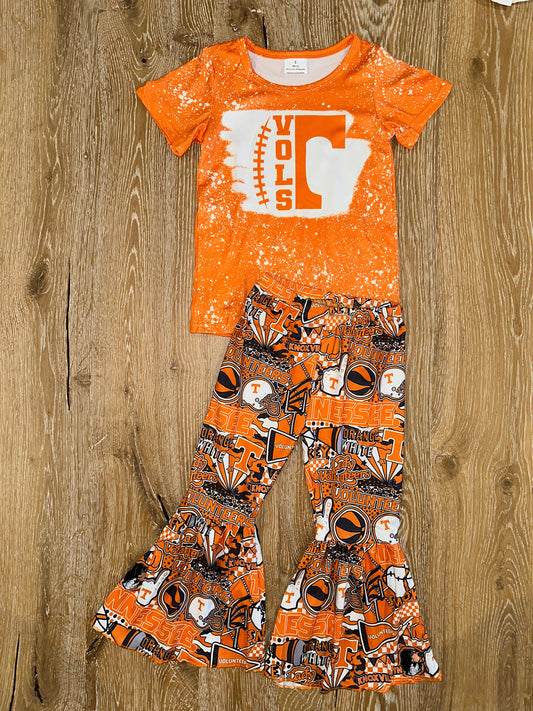 Shirt Set with Bell Pants- ORANGE FOOTBALL BASKETBALL