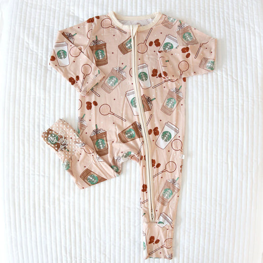 Bamboo Zippy Romper- Mocha Latte