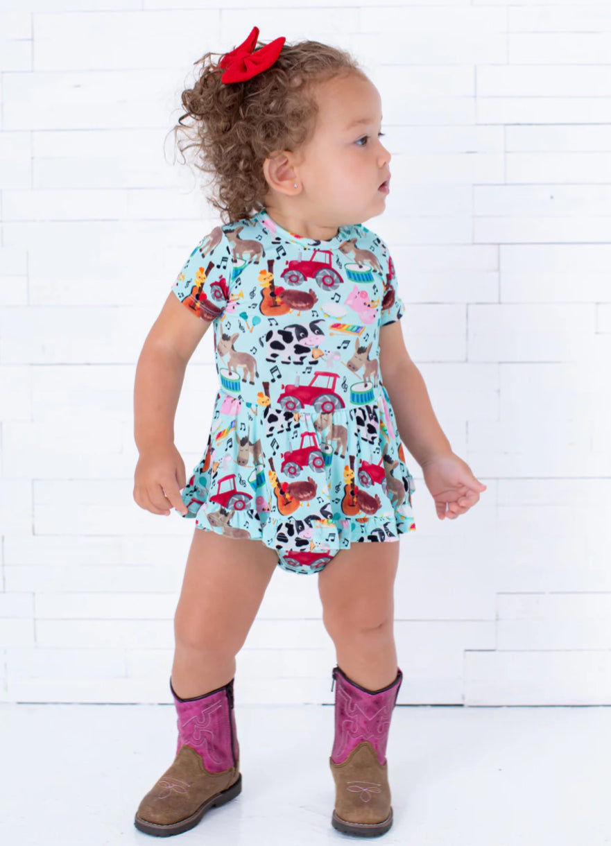 Short Sleeve Birdie Twirl Bodysuit-MORGAN