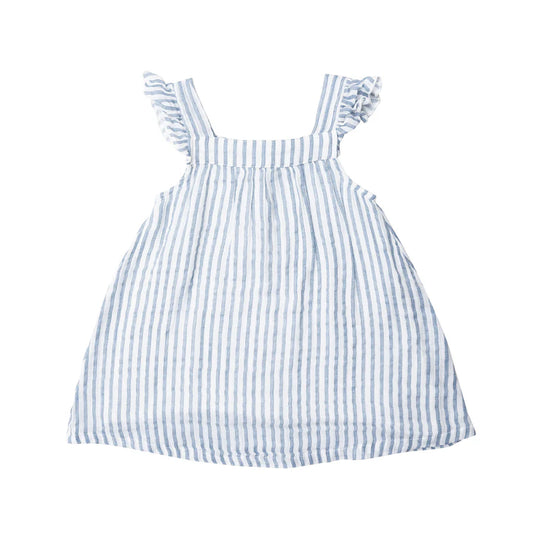 Muslin Flutter Sleeve Sundress- Nautical Ticking Stripe