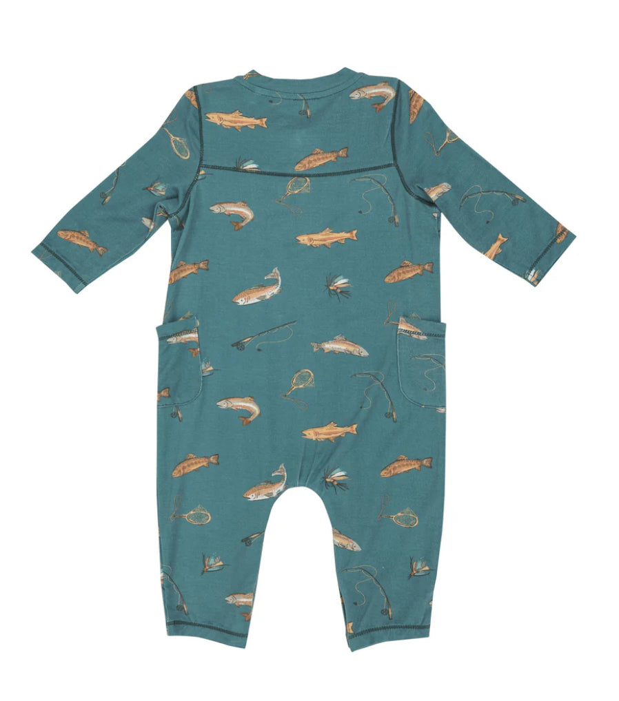 Long Sleeve Romper- TROUT