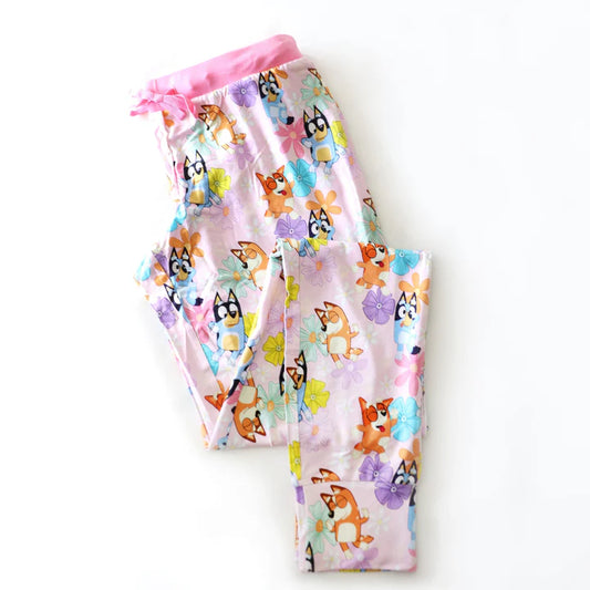 Women’s Bamboo Lounge Joggers- SUMMER LOVE PEACHY PUPS