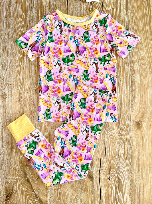 Bamboo Short Sleeve Pant Lounge Set- SWEET THINGS TANGLED LOVE