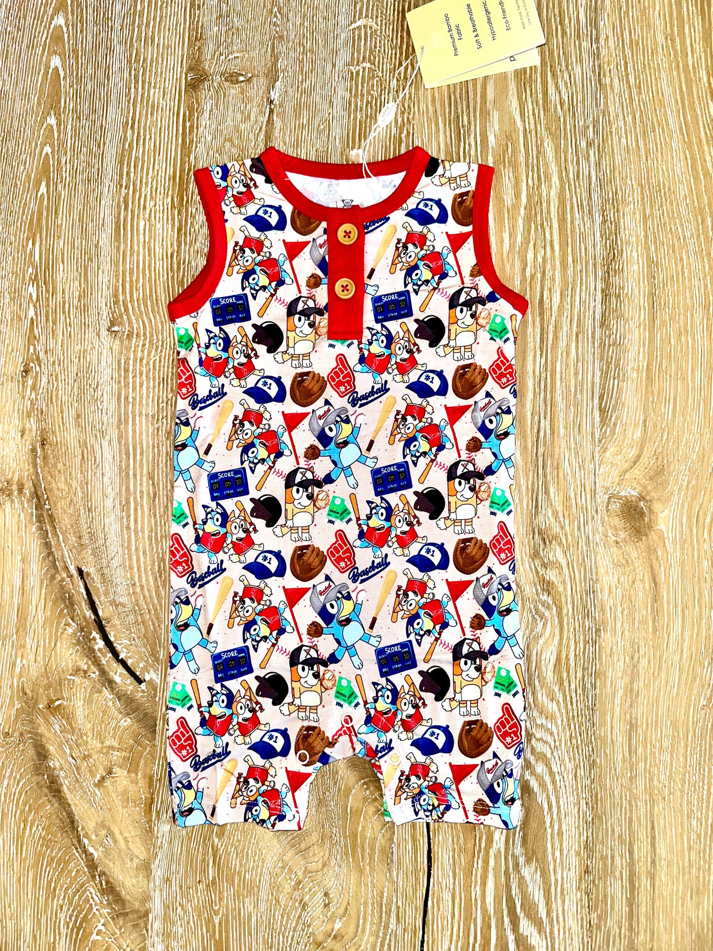 Bamboo Shortie Tank Romper- SPRING FEVER BASEBALL BUDDIES